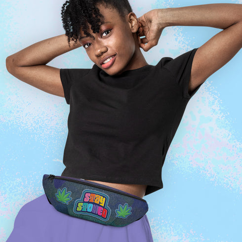 Denim Print Stay Stoned Fanny Pack